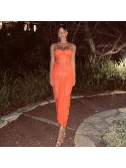 Sexy Lace See Through Strapless Dress -Women's Clothing Shop P 20230620124753570 272