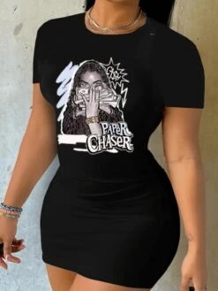 Women's Casual Crew Neck Printing Dress