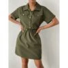 Work Style Short Sleeve Army Green Dress Women -Women's Clothing Shop P 20230621131138622 318