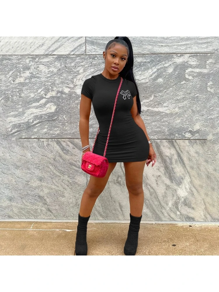 Women's Casual Printing Short Sleeve Dress 4 Women's Casual Printing Short Sleeve Dress - Image 2