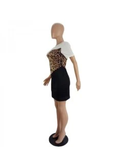 Casual Leopard Print Short Sleeve Dress -Women's Clothing Shop P 20230628131521016 114