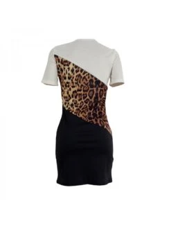 Casual Leopard Print Short Sleeve Dress -Women's Clothing Shop P 20230628131527985 774
