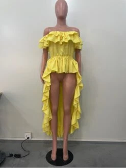 Ruffled Off Shoulder Tuxedo Dress -Women's Clothing Shop P 20230629170714474 822