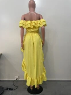 Ruffled Off Shoulder Tuxedo Dress -Women's Clothing Shop P 20230629170719778 718