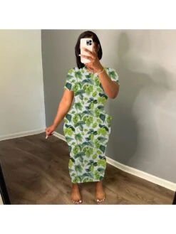 Round Neck Short Sleeve Dress -Women's Clothing Shop P 20230630141621379 511