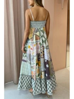 Gray Printing Long Sleeveless Dress -Women's Clothing Shop P 20230704173924263 854