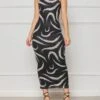 Casual Ripple Long Black Sleeveless Dress -Women's Clothing Shop P 20230704175119686 424