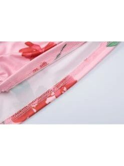 Women's Beach Flower Printing Ruched Magenta Pink Dress -Women's Clothing Shop P 20230707141434288 471