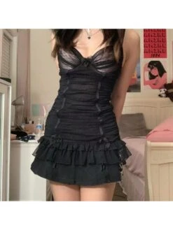 Sexy Lace Sleeveless High Waist Mini Dress