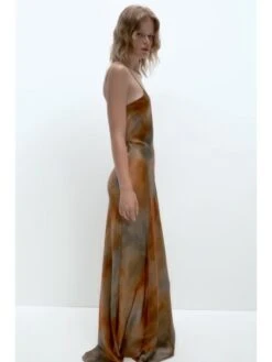 Elegant Satin Print Spaghetti Straps Maxi Dress -Women's Clothing Shop P 20230712125821645 532