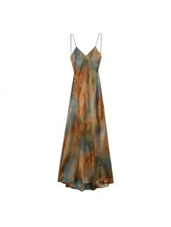 Elegant Satin Print Spaghetti Straps Maxi Dress -Women's Clothing Shop P 20230712125824041 928