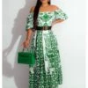 Women's Printing Lantern Sleeve Dress
