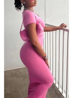 Pink Women's Short Sleeve Dress -Women's Clothing Shop P 20230722115633266 549