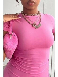 Pink Women's Short Sleeve Dress -Women's Clothing Shop P 20230722115635833 757