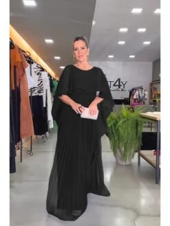 Chiffon Pleated Shawl Evening Dress