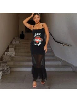 Women's Sexy Gauze Printing Dress
