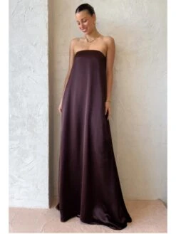 Brown Patchwork Slim Long Sleeveless Dress