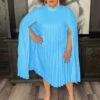 Pure Color Pleated Loose Cape Sleeve Dress -Women's Clothing Shop P 20230728191826302 240