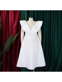 Magenta Pink Backless Deep V Ruffled Sleeve Banquet Dress -Women's Clothing Shop P 20230728192129895 979