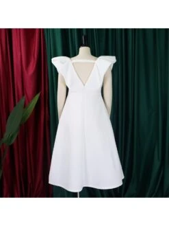 Magenta Pink Backless Deep V Ruffled Sleeve Banquet Dress -Women's Clothing Shop P 20230728192134605 907