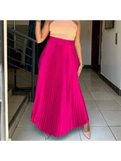 Pure Color Pleated Loose Dress