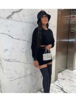 Pure Color Velvet Long Sleeve Short Dress Suit -Women's Clothing Shop P 20230815175740113 743