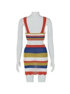 Knitted Two Piece Set With Strappy Color-block Slim Fit Dress 17 Knitted Two Piece Set With Strappy Color-block Slim Fit Dress -Women's Clothing Shop P 20230819143729663 418