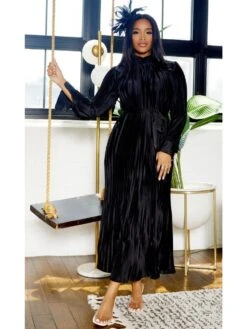 Plissé Pleated Solid Color Air Temperament Dress