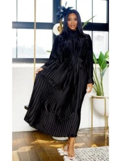 Plissé Pleated Solid Color Air Temperament Dress -Women's Clothing Shop P 20230821165744682 634