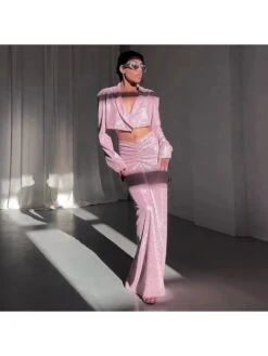 Pure Color Long Sleeve Short Wrap Hip Dress Set 14 Pure Color Long Sleeve Short Wrap Hip Dress Set -Women's Clothing Shop P 20230830142820280 638