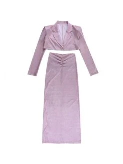 Pure Color Long Sleeve Short Wrap Hip Dress Set 17 Pure Color Long Sleeve Short Wrap Hip Dress Set -Women's Clothing Shop P 20230830142827765 998