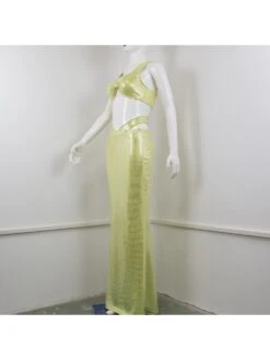 Sparkly Strappy Crop Top Sexy Belly Baring Fishtail Maxi Dress Set 15 Sparkly Strappy Crop Top Sexy Belly Baring Fishtail Maxi Dress Set -Women's Clothing Shop P 20230830161123398 803