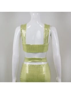 Sparkly Strappy Crop Top Sexy Belly Baring Fishtail Maxi Dress Set 17 Sparkly Strappy Crop Top Sexy Belly Baring Fishtail Maxi Dress Set -Women's Clothing Shop P 20230830161128400 131