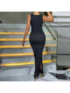 Hollow Out Strappy Open Back Irregular Sleeveless Dress -Women's Clothing Shop P 20230902130226747 528