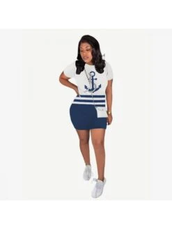 Fashion Printing Round Neck Short Sleeve Dress -Women's Clothing Shop P 20230902182518775 730