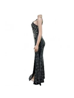 Plunge Neck Open Back Sequin Solid Color Dress -Women's Clothing Shop P 20230902184624437 496