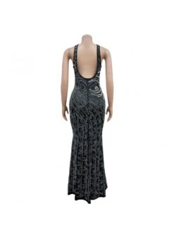 Plunge Neck Open Back Sequin Solid Color Dress -Women's Clothing Shop P 20230902184627662 569