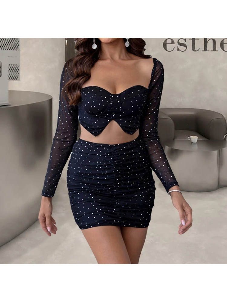 Wrap Hip Short Dress Suit With Long Sleeve Short Top 7 Wrap Hip Short Dress Suit With Long Sleeve Short Top - Image 5