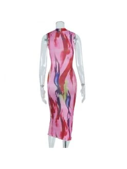 Print Color Matching Sleeveless Bodycon Dress -Women's Clothing Shop P 20230912102237336 168