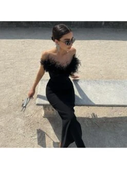 Solid Color Deep V Sexy Tight Sleeveless Dress -Women's Clothing Shop P 20230914150541278 546