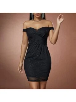 Solid Color Mid-rise Bodycon Party Dress