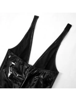 PU Patchwork Halter Sleeveless Mini Dress -Women's Clothing Shop P 20231102184726892 651