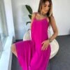 Solid Color Spaghetti Straps Backless Maxi Dress -Women's Clothing Shop P 20231113151923959 378