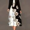 Flower Round Neck Cardigan Tanks Dress Two Piece Set