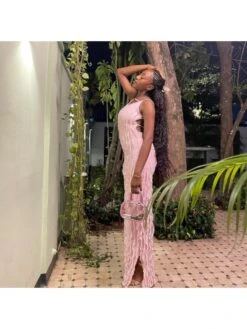 Stringy Selvedge Patchwork Sleeveless Maxi Dress -Women's Clothing Shop P 20231120171712588 175