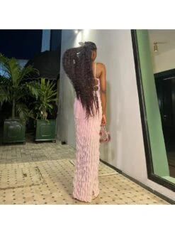 Stringy Selvedge Patchwork Sleeveless Maxi Dress -Women's Clothing Shop P 20231120171720183 766