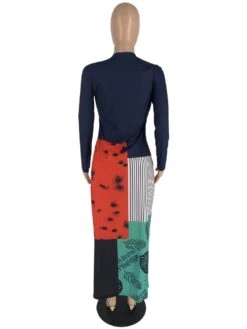 Letter Round Neck Bodycon Maxi Dress -Women's Clothing Shop P 20231121104718995 562