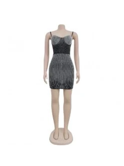 See Through Hot Drilling Sleeveless Mini Dress -Women's Clothing Shop P 20231127174424642 248