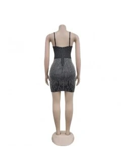 See Through Hot Drilling Sleeveless Mini Dress -Women's Clothing Shop P 20231127174431205 417