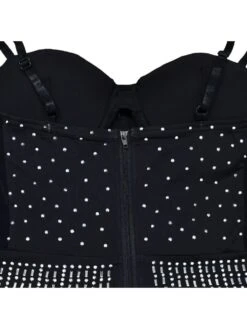 See Through Hot Drilling Sleeveless Mini Dress -Women's Clothing Shop P 20231127174441435 573